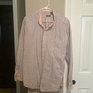 IZOD Men's Orange and Blue Checkered Shirt
